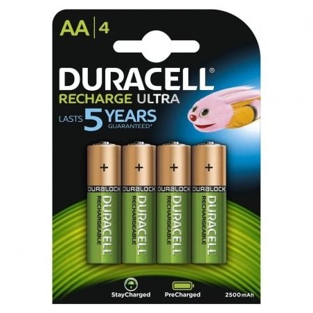 Pack de 4 Pilas AA Duracell HR06-P- 1-2V- Recargables