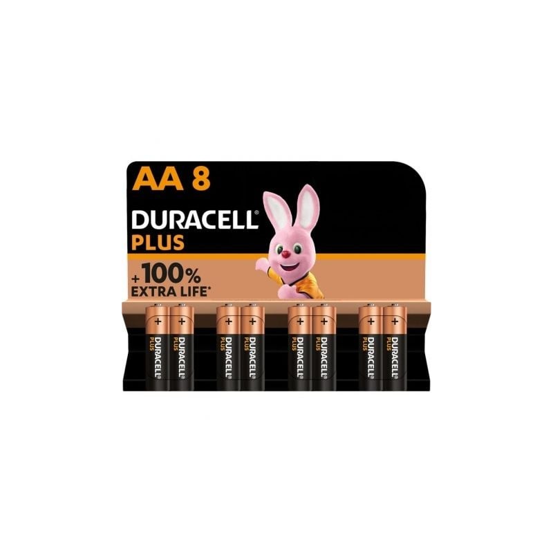 Pack de 8 Pilas AA Duracell Plus Extra Life LR6-MN1500AA8- 1-5V- Alcalinas