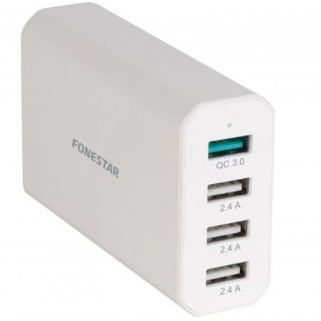 Cargador de Pared Fonestar USBPOWER-4D- 4xUSB- 40W- Blanco