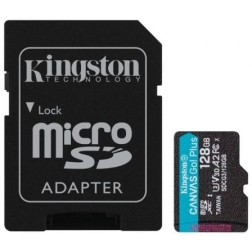 Tarjeta de Memoria Kingston CANVAS Go! Plus 128GB microSD XC con Adaptador- Clase 10- 170MBs