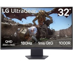 Monitor Gaming Curvo LG UltraGear 32GS60QC-B 31-5"- QHD- 1ms- 180Hz- VA- Negro