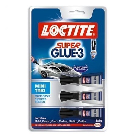 Pegamento en Tubo Loctite Super Glue-3 Mini Trio- 3 x 1g