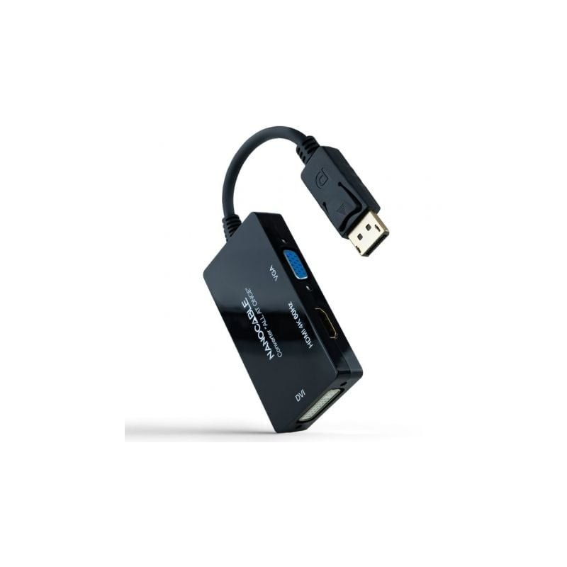 Cable DisplayPort Nanocable 10-16-3301-ALL- HDMI Hembra - DVI-D Hembra - VGA Hembra- 20cm- Negro