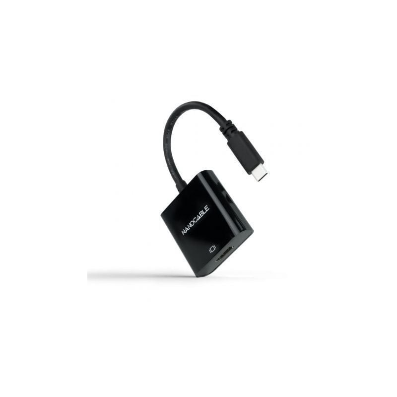 Conversor Nanocable 10-16-4102-BK- USB Tipo-C Macho - HDMI Hembra- 15cm- Negro