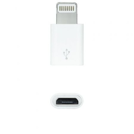 Adaptador Micro USB 2-0 Lightning Nanocable 10-10-4100- Micro USB Hembra - Lightning Macho- Blanco