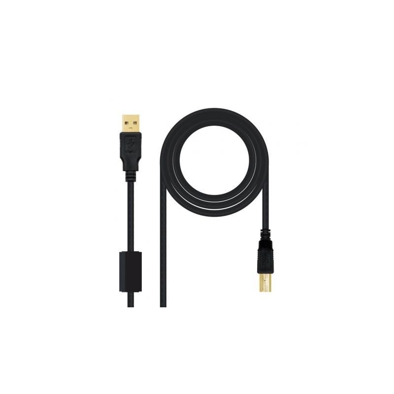 Cable USB 2-0 Impresora Nanocable 10-01-1203- USB Tipo-B Macho - USB Macho- 3m- Negro