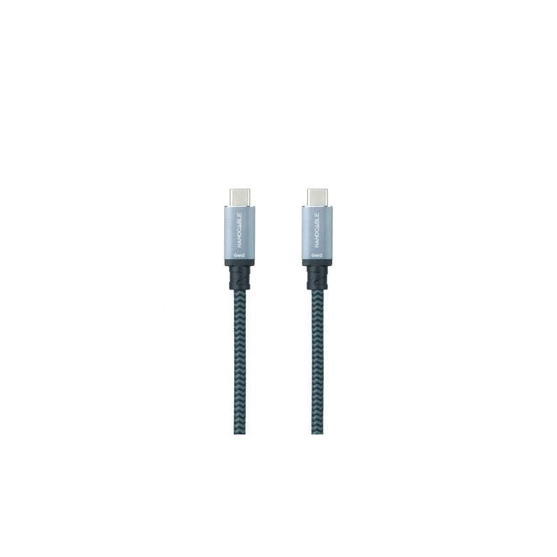 Cable USB 3-1 Tipo-C Nanocable 10-01-4101-L150-COMB- USB Tipo-C Macho - USB Tipo-C Macho- Hasta 100W- 20Gbps- 1-5m- Gris y Negro