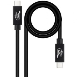 Cable USB 4-0 Nanocable 10-01-5001- USB Tipo-C Macho - USB Tipo-C Macho- Hasta 240W- 40Gbps- 1m- Negro