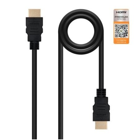 Cable HDMI 2-0 4K Nanocable 10-15-3601- HDMI Macho - HDMI Macho- 1m- Certificado- Negro