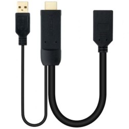 Cable Conversor Nanocable 10-16-0205- HDMI Macho - DisplayPort Hembra- 20cm- Negro