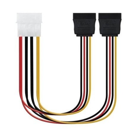 Cable Duplicador de Alimentación Nanocable 10-19-0101-OEM- Molex Macho - 2x SATA Hembra- 20cm