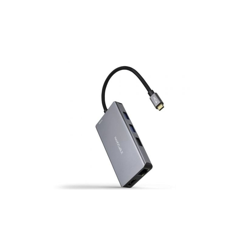 Docking Tipo-C Nanocable 10-16-1009- 3xUSB- 2xHDMI 4K- 1xRJ45- 1xLector tarjetas- 1xUSB Tipo-C PD- Gris