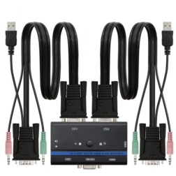 KVM Switch Nanocable 10-12-0001- PC - CPU: 2 VGA + 2 USB + 4 JACK 3-5 - CONSOLA: 2 USB + VGA + 2 JACK 2-5- 1-4m