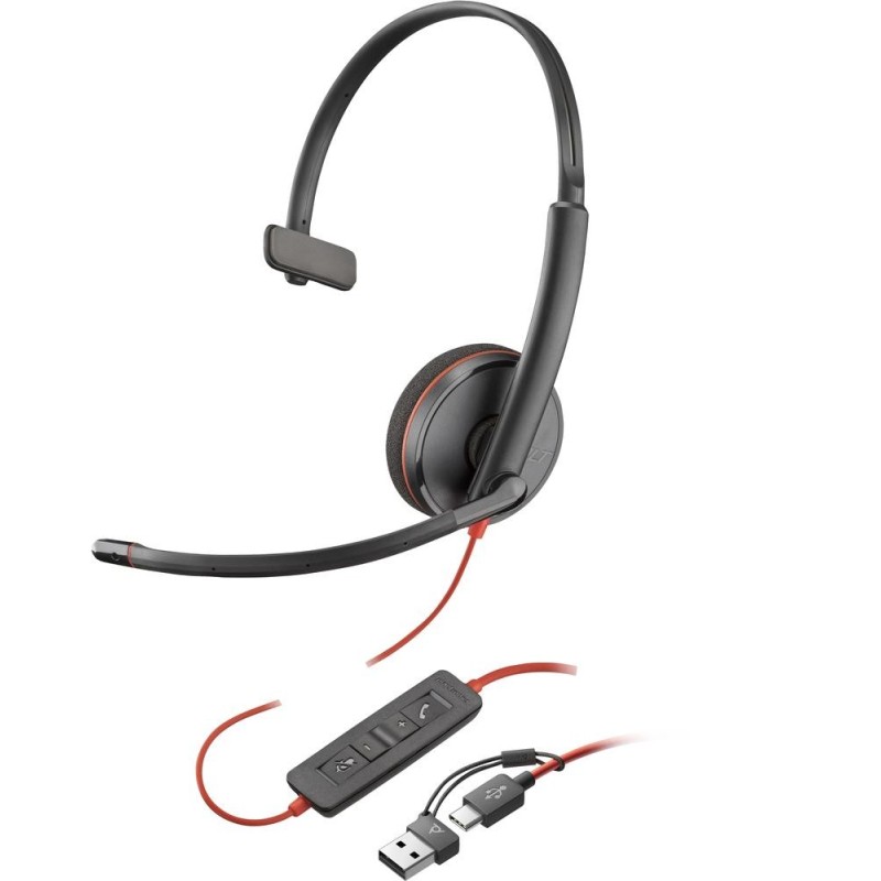 Auriculares poly blackwire 3210 monaural usb - c
