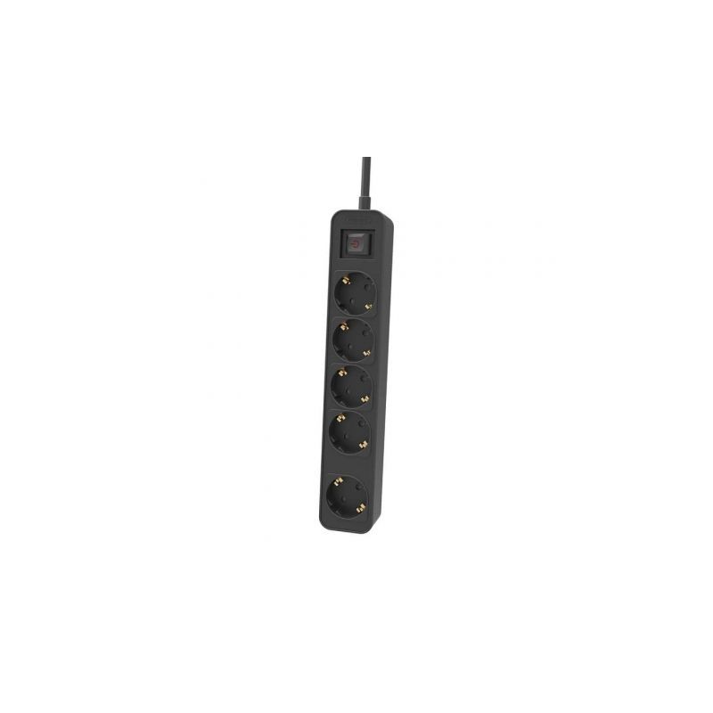 Regleta con Interruptor Philips CHP2154B-10- 5 Tomas de corriente- Cable 1-5m- Negro