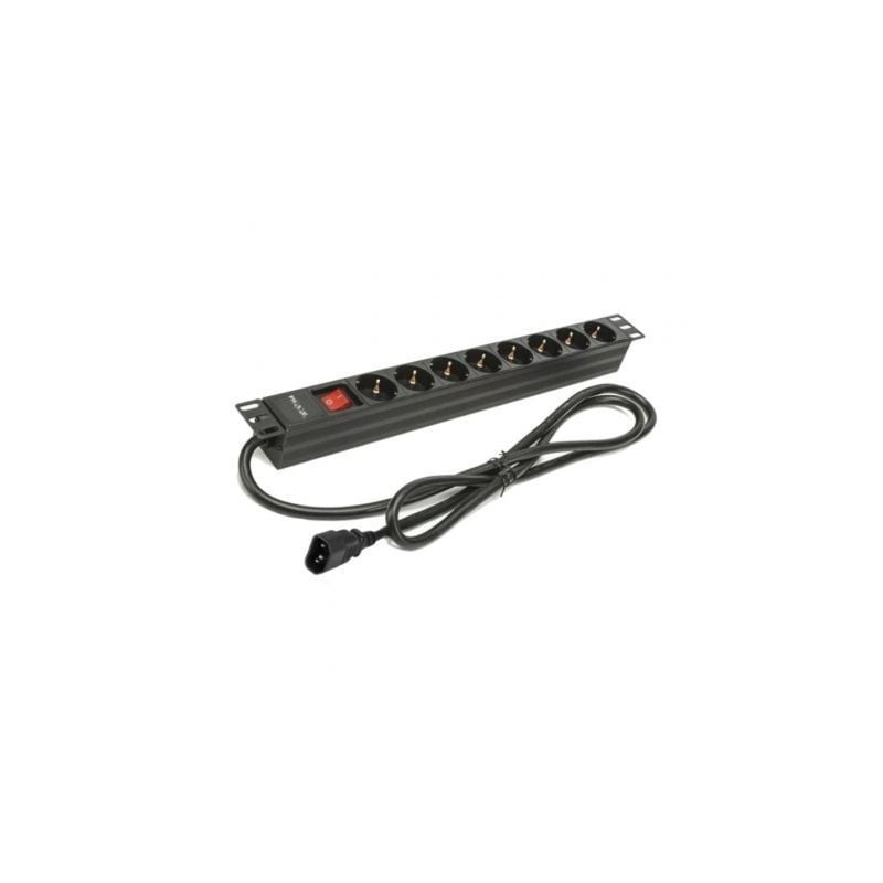 Regleta con Interruptor Phasak BNS 3535- 8 Tomas de Corriente- Cable 2m- Negro