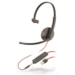 Auriculares Plantronics Blackwire C3215- con Micrófono- Jack 3-5- USB- Negros