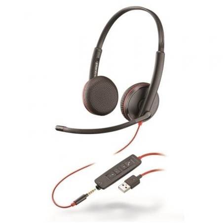 Auriculares Plantronics Blackwire C3225- con Micrófono- Jack 3-5- USB- Negros