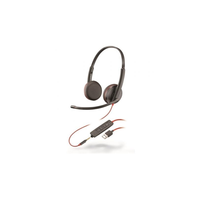 Auriculares HP-POLY Plantronics Blackwire C3225- con Micrófono- Jack 3-5- USB- Negros