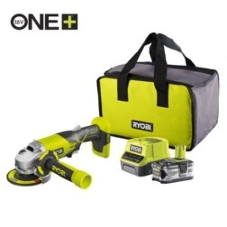 Amoladora Sin Cable Ryobi ONE+ R18AG-140S- 1 Batería 18V 4-0 Ah- Cargador 2-0 A- Bolsa de Transporte