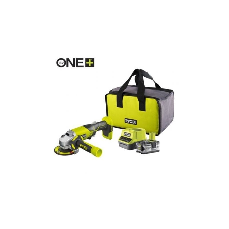 Amoladora Sin Cable Ryobi ONE+ R18AG-140S- 1 Batería 18V 4-0 Ah- Cargador 2-0 A- Bolsa de Transporte