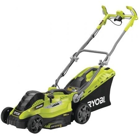 Cortacésped Ryobi RLM15E36H- 1500W- Corte Ø36cm- Incluye Recolector de Hierba 45L y Adaptador Mulching