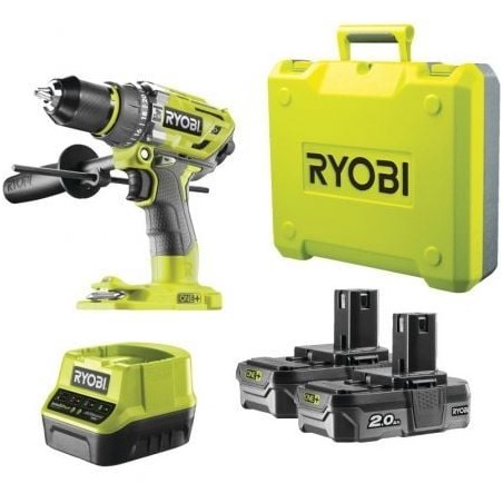 Taladro-Atornillador Sin Cable Ryobi ONE+ R18PD7-220B- 2 baterías 18V 2,0 Ah- Cargador 2,0 A- Bolsa de Transporte