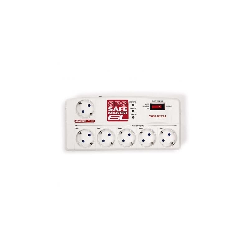 Regleta con interruptor Salicru SAFE MASTER- 5 Tomas de corriente- 1 Master- 2 USB- Cable 1-8m- Blanca