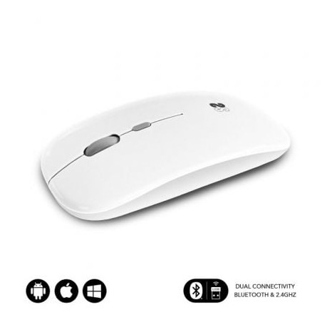 Ratón Inalámbrico por Bluetooth Subblim Dual Flat- Batería recargable- Hasta 1600 DPI- Blanco