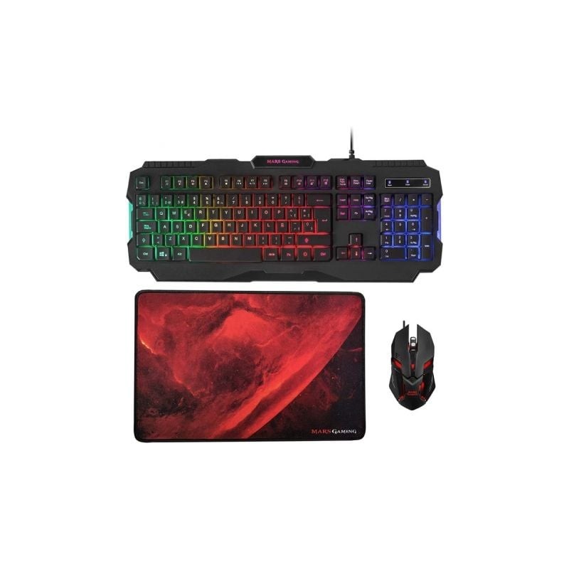 Pack Gaming Mars Gaming MCP118- Teclado + Ratón Óptico + Alfombrilla