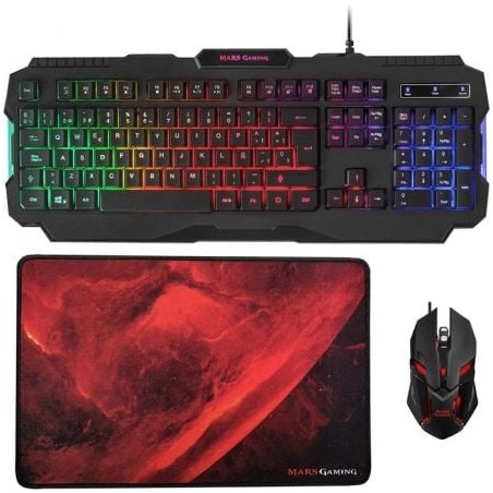 Pack Gaming Mars Gaming MCP118- Teclado + Ratón Óptico + Alfombrilla