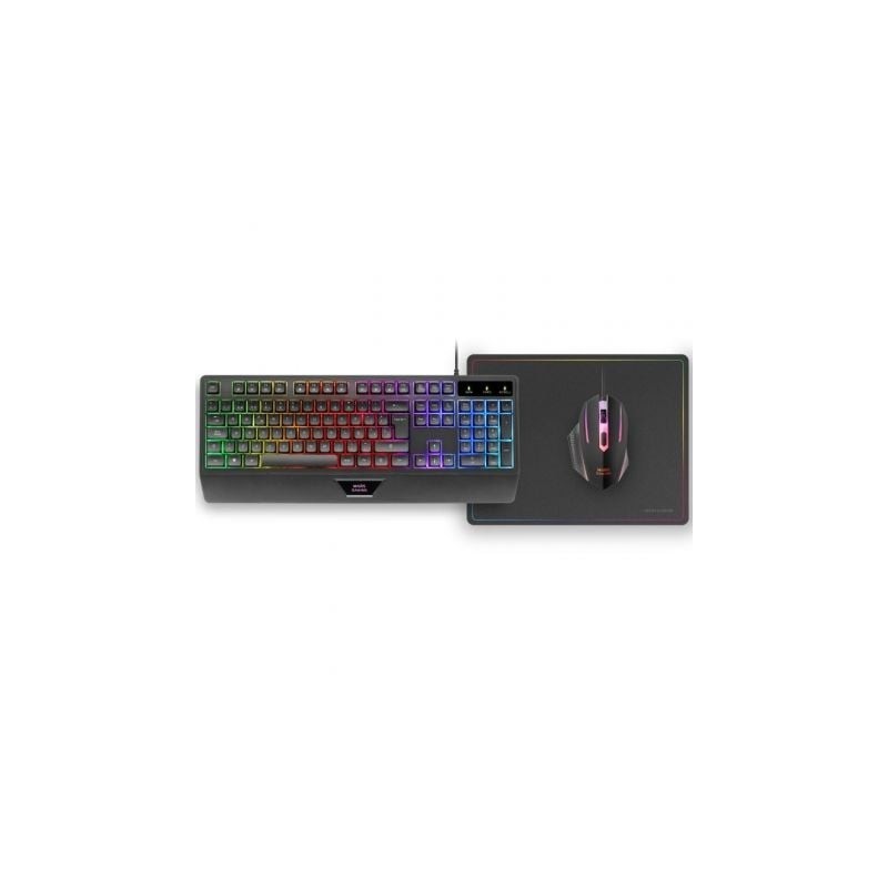 Pack Gaming Mars Gaming MCP124- Teclado H-MECH + Ratón Óptico + Alfombrilla- Negro