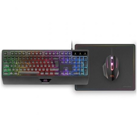 Pack Gaming Mars Gaming MCP124- Teclado H-MECH + Ratón Óptico + Alfombrilla- Negro