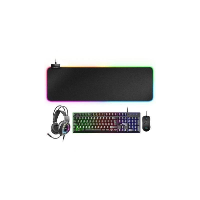 Pack Gaming Mars Gaming MCPEX- Teclado H-MECH + Ratón Óptico + Auriculares con Micrófono + Alfombrilla