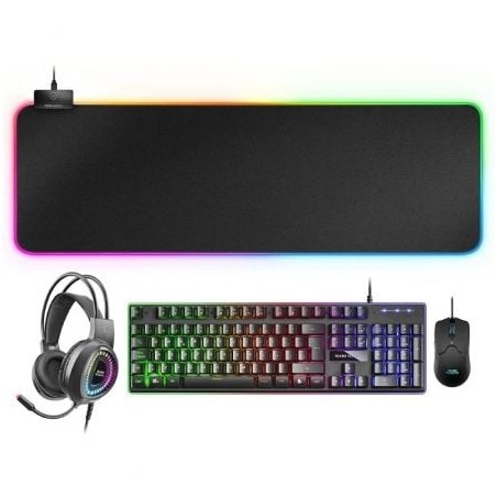 Pack Gaming Mars Gaming MCPEX- Teclado H-MECH + Ratón Óptico + Auriculares con Micrófono + Alfombrilla