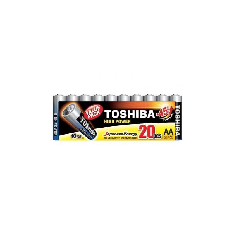 Pack de 20 Pilas AA Toshiba High Power LR6- 1-5V- Alcalinas