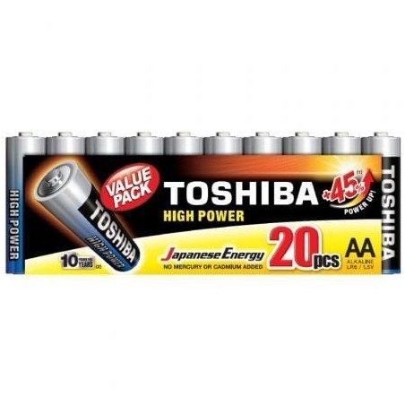 Pack de 20 Pilas AA Toshiba High Power LR6- 1-5V- Alcalinas