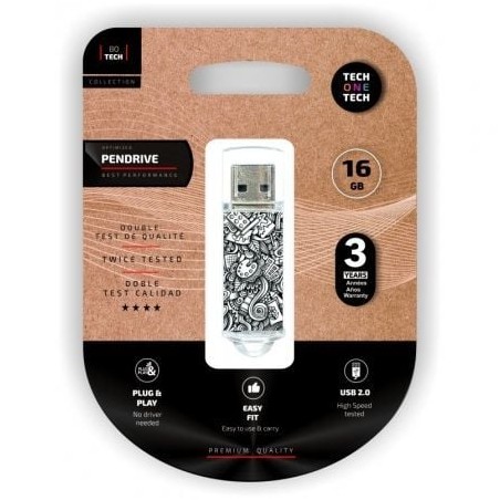 Pendrive 16GB Tech One Tech Art-Deco USB 2-0