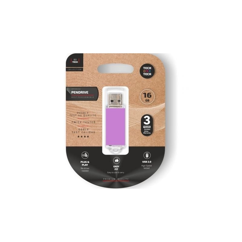 Pendrive 16GB Tech One Tech Basic USB 2-0- Purpura Claro