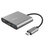 Conversor Trust Dalyx 3 IN 1- USB Tipo-C Macho - HDMI Hembra- USB- USB Tipo-C PD- 10cm- Gris