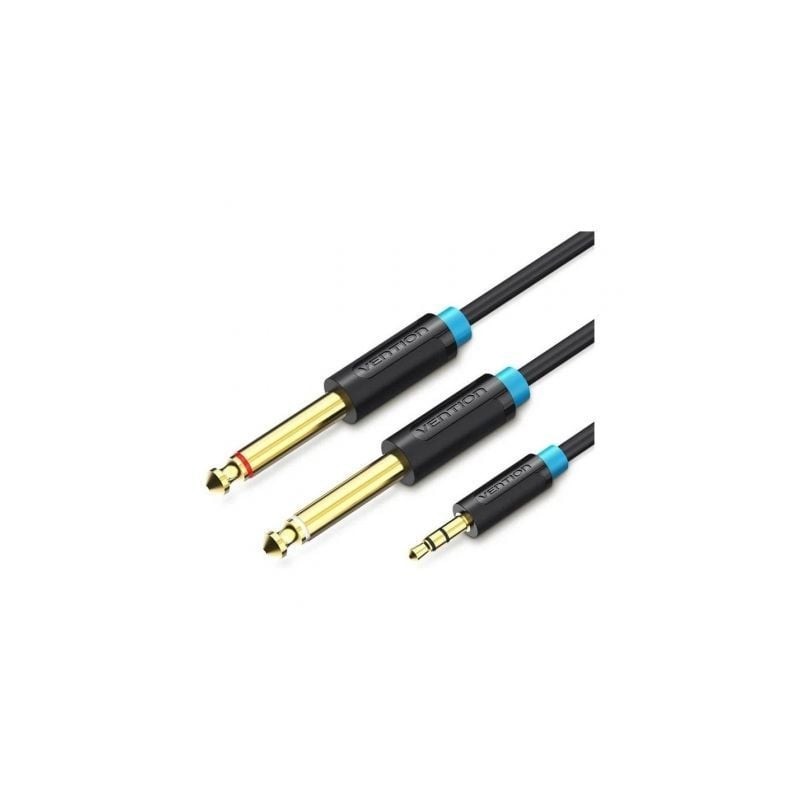 Cable Estéreo Vention BACBD- Jack 3-5 Macho - 2x Jack 6-5 Macho- 50cm- Negro