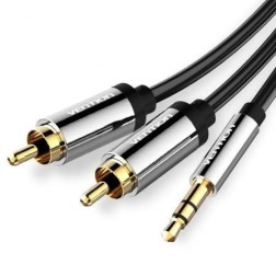 Cable Estéreo Vention BCFBG- Jack 3-5 Macho - 2x RCA Macho- 1-5m- Negro