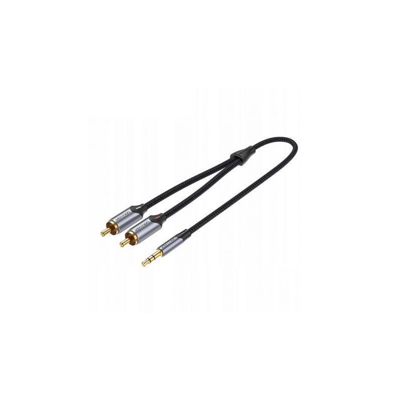 Cable Estéreo Vention BCNBH- Jack 3-5 Macho - 2x RCA Macho- 2m- Gris