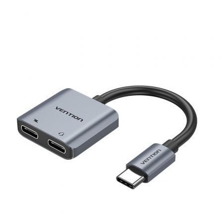 Conversor USB Tipo-C Vention BGZHA- USB Tipo-C Macho - 2x USB Tipo-C Hembra (Audio y Carga)