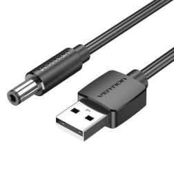 Cable Alimentación Vention CEYBG- USB-A Macho - DC 5-5mm Macho- 1-5m- Negro