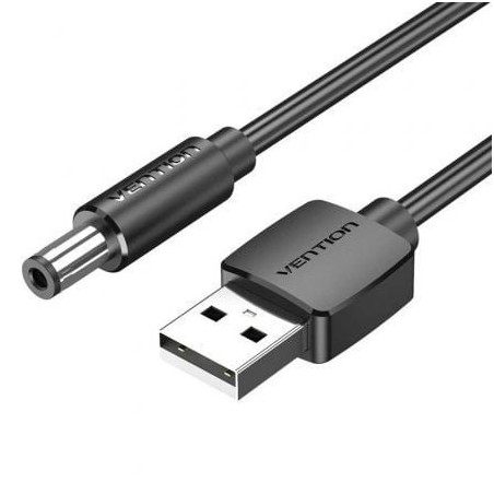 Cable Alimentación Vention CEYBG- USB-A Macho - DC 5-5mm Macho- 1-5m- Negro