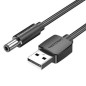 Cable Alimentación Vention CEYBG- USB-A Macho - DC 5-5mm Macho- 1-5m- Negro