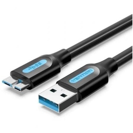 Cable USB 3-0 Vention COPBI- USB Macho - MicroUSB Macho- Hasta 10W- 5Gbps- 3m- Negro