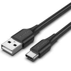 Cable USB Tipo-C Vention CTHBC- USB Tipo-C Macho - USB Macho- Hasta 60W- 480Mbps- 25cm- Negro