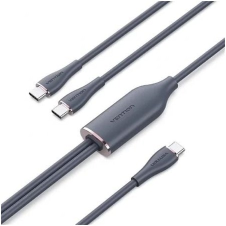 Cable USB 2-0 Tipo-C Vention CTMBG- USB Tipo-C Macho - 2 x USB Tipo-C Macho- Hasta 100W- 480Mbps- 1-5m- Negro